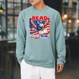 Patriotic Eagle Reading Book Read Blue Since 1776 Raglan Sleeve Sweatshirt Cardinal