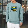 Physics Is My Superpower Comic Book Style Raglan Sleeve Sweatshirt Cardinal