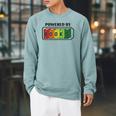 Powered By Books Bookworm Librarian Reading Raglan Sleeve Sweatshirt Cardinal