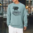 Raven Crow Book Aesthetic Dark Academia Bookworm Raglan Sleeve Sweatshirt Cardinal