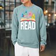 Read Book Cute School Teacher Librarian Elephant Pigeon Raglan Sleeve Sweatshirt Cardinal