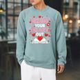 Read Your Heart Out Valentine Reading Book Lover Teacher Raglan Sleeve Sweatshirt Cardinal