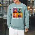 Sloth Love Reading And Sloths Child Book Lover Premium Tri-Blend Raglan Sleeve Sweatshirt Cardinal