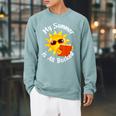 My Summer Is All Booked Book For English Teacher For Men Women Kids Raglan Sleeve Sweatshirt Cardinal