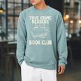 True Crime Readers Book Club Coffee Lovers Raglan Sleeve Sweatshirt Cardinal