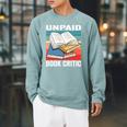 Unpaid Book Critic Book Reader Bookworm Vintage Raglan Sleeve Sweatshirt Cardinal
