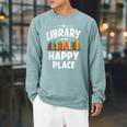 Vintage The Library Librarian Book Reading Raglan Sleeve Sweatshirt Cardinal