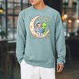 Women's Astronaut Reading Book With Alien Moon Space Astronomy Raglan Sleeve Sweatshirt Cardinal Women's Astronaut Reading Book With Alien Moon Space Astronomy Raglan Sleeve Sweatshirt Cardinal