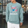 Women's Axolotl Books Readsalotl Reading Bookworm Boys Girls Kids Raglan Sleeve Sweatshirt Cardinal