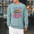 Women's Book Lover Fitness Mom Lifting Reading Humor Graphic Raglan Sleeve Sweatshirt Cardinal