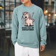 Women's Books Fuel My Horsepower Cute Reading Pony Raglan Sleeve Sweatshirt Cardinal