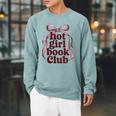 Women's Reading Read Books Reader Nerd Hot Girl Book Club Raglan Sleeve Sweatshirt Cardinal