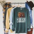 If Found Please Return To The Library Bookish Book Lover Raglan Sleeve Sweatshirt Heather Blue Lagoon