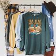 Ha Ha Made You Read Reading Quotes Bookish Book Lover Raglan Sleeve Sweatshirt Heather Blue Lagoon