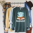 Readsalotl Axolotl Reading Cute Book Lover Bookworm Raglan Sleeve Sweatshirt Heather Blue Lagoon Readsalotl Axolotl Reading Cute Book Lover Bookworm Raglan Sleeve Sweatshirt Heather Blue Lagoon