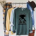 Readsolotl Axolotls Funny Kids Reading Fish Books Kawaii Raglan Sleeve Sweatshirt Heather Blue Lagoon