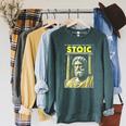 Stoic Philosophy Vintage Book Cover Stoicism Philosopher Raglan Sleeve Sweatshirt Heather Blue Lagoon