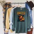 Words Turn To Spells Witchy Magic Book Aesthetic Raglan Sleeve Sweatshirt Heather Blue Lagoon