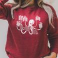 Animal Readers Armed With Knowledge Book Loving Octopus Librarian Art Raglan Sleeve Sweatshirt Heather Dust