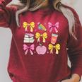 Apple Coquette Bow Books First Day Of School Back To School Raglan Sleeve Sweatshirt Heather Dust Apple Coquette Bow Books First Day Of School Back To School Raglan Sleeve Sweatshirt Heather Dust