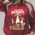 Attack From Uranus Retro Space Alien UFO Comic Book Raglan Sleeve Sweatshirt Heather Dust