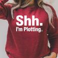 Author Novel Writer Book Lover Quote Shh I'm Plotting Raglan Sleeve Sweatshirt Heather Dust