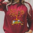 Avid Reader- Book Worm Floral Bird Raglan Sleeve Sweatshirt Heather Dust