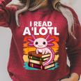 Axolotl Book Lover Librarian Reading Library Readers Raglan Sleeve Sweatshirt Heather Dust