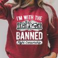 Banned Books Fight Censorship I'm With The Banned Book Pun Raglan Sleeve Sweatshirt Heather Dust