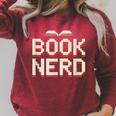 Book Nerd Retro Pixel Reading Librarian Aesthetic Raglan Sleeve Sweatshirt Heather Dust