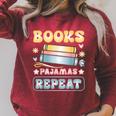 Book And Pajama Books Pajamas Repeat Librarian Raglan Sleeve Sweatshirt Heather Dust