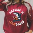 Book Reading Is Jawsome Reading Books Raglan Sleeve Sweatshirt Heather Dust