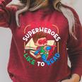Book Reading Superheroes Like To Read Raglan Sleeve Sweatshirt Heather Dust