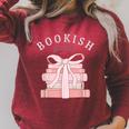 Bookish Girlie Coquette Bow Book Lover Pink Feminine Reader Raglan Sleeve Sweatshirt Heather Dust