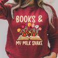 Books & My Milk Snake Owner Milk Snake Lover Milk Snakes Raglan Sleeve Sweatshirt Heather Dust