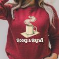 Books And Brews Coffee Reader Library Bibliophile Bookworm Raglan Sleeve Sweatshirt Heather Dust