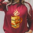 Books Coffee Mug Reading Lover Literary Bibliophile Raglan Sleeve Sweatshirt Heather Dust