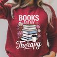 Books Are My Therapy Book Lovers Reading Coffee Florals Raglan Sleeve Sweatshirt Heather Dust