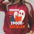 Books Are Spook-Tacular Halloween Bookworm Book Reading Raglan Sleeve Sweatshirt Heather Dust