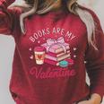 Books Are My Valentine Coquette Bow Bookworm Pink Books Raglan Sleeve Sweatshirt Heather Dust