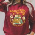 Bookworm And Proud Retro Reading Aesthetic Books Library Raglan Sleeve Sweatshirt Heather Dust
