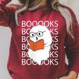 Booooks Cute Ghost Reading Books Halloween For Teacher &Kids Raglan Sleeve Sweatshirt Heather Dust