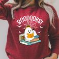 Booooks Ghost Read Books Halloween Raglan Sleeve Sweatshirt Heather Dust