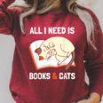 Cat Lovers All I Need Is Books & Cats Book Men Women Kids Raglan Sleeve Sweatshirt Heather Dust