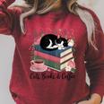 Cats Books & Coffee For Cat Lovers In Relaxed Weekend Raglan Sleeve Sweatshirt Heather Dust