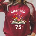 Chapter 75 Years Old 75th Birthday Celebration Floral Book Raglan Sleeve Sweatshirt Heather Dust