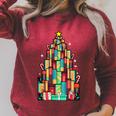 Christmas Book Tree Holiday Loves Reading Bookworm Raglan Sleeve Sweatshirt Heather Dust