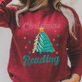 Christmas Is For Reading Books Christmas Tree Books Raglan Sleeve Sweatshirt Heather Dust