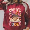 Coffee & Books Lover Wildflowers Boho Aesthetic Premium Tri-Blend Raglan Sleeve Sweatshirt Heather Dust