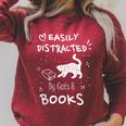 Coffee Cats And Books Ironic Kitty Literature Raglan Sleeve Sweatshirt Heather Dust